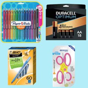 Free PaperMate Flair Pens, BIC Ballpoint Pens, Westcott Scissors and Duracell Optimum AA/AAA Alkaline Batteries